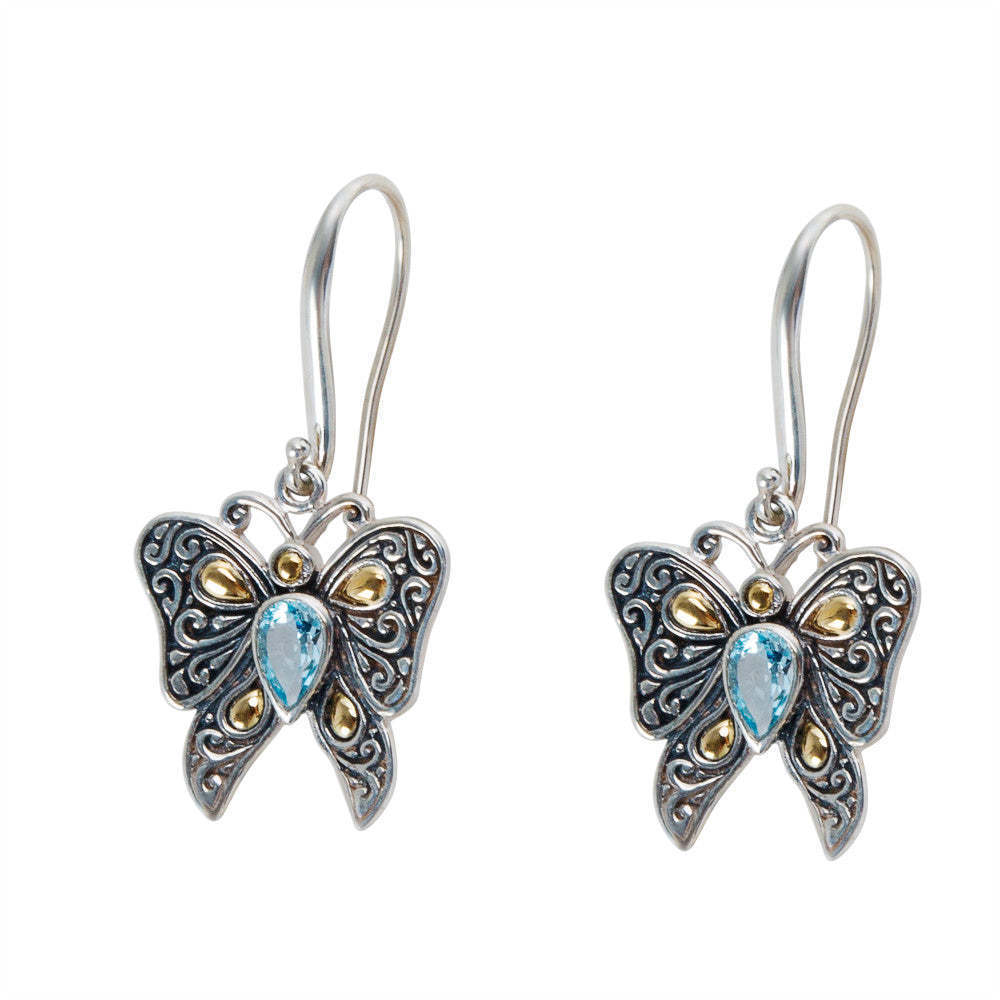 Robert Manse Blue Topaz Drop Earrings in Sterling Silver (1.10 cts)